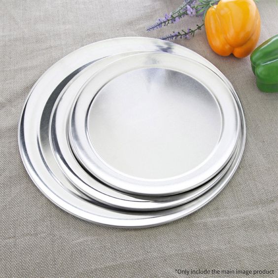 Anygleam 7 Inches Pizza Tray Aluminum Round Rimmed Non stick Metallic Dish Cake Baking Pan for Kitchen