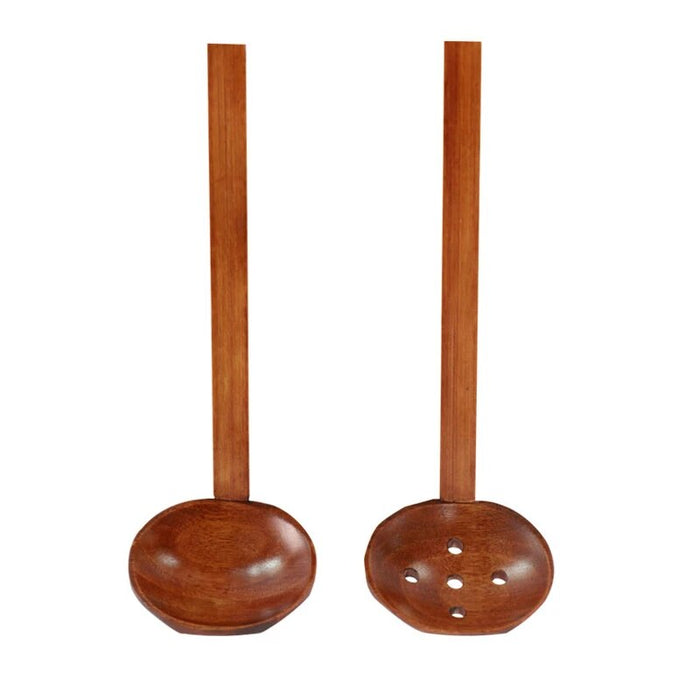 Anygleam Brown 2pcs Wooden Ladle Mix Style Food Kitchen Tableware