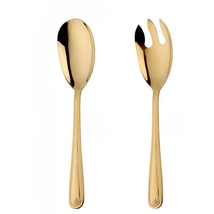 Anygleam Gold Stainless Steel 2 Pcs Giant Salad Spoon and Fork Set for Buffet and Restaurant Kitchenware