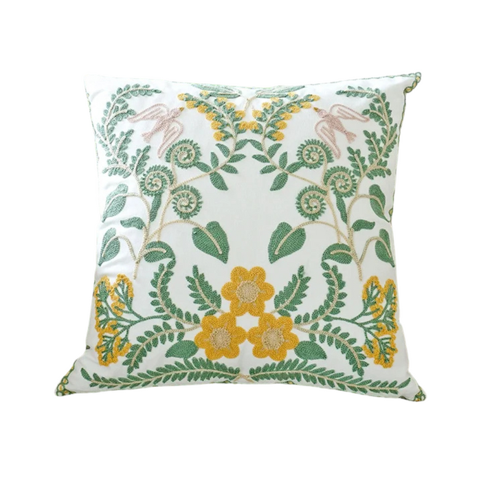 Anyhouz Pillowcase Flower and Leaf Embroidered Decorative Cushion Cover