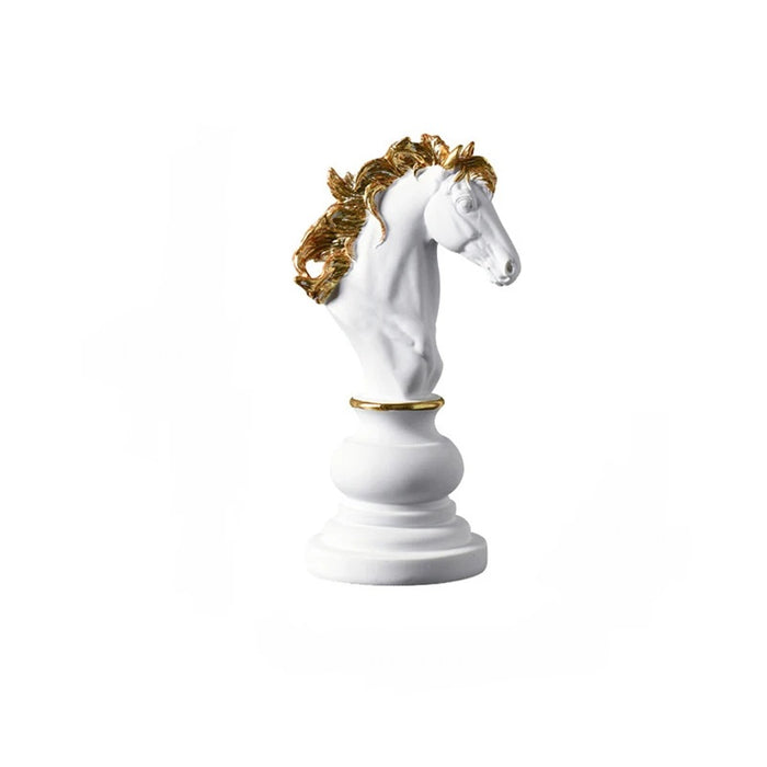 Anyhouz Home Figurine Chess Piece White Knight Medium Resin for Living Room Desktop Decoration Accessories Gifts