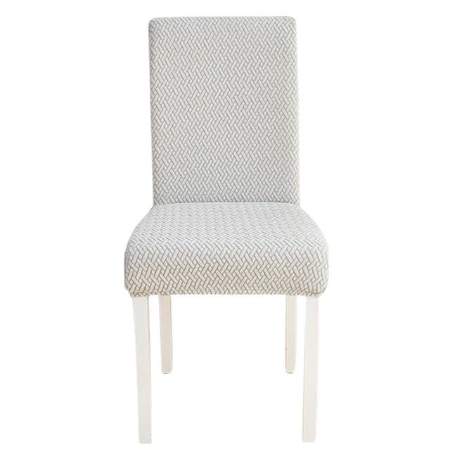 Anyhouz Chair Cover Light Grey Small Knitted Design with Anti-Dirt and Elastic Material for Dining Room Kitchen Wedding Hotel Banquet Restaurant