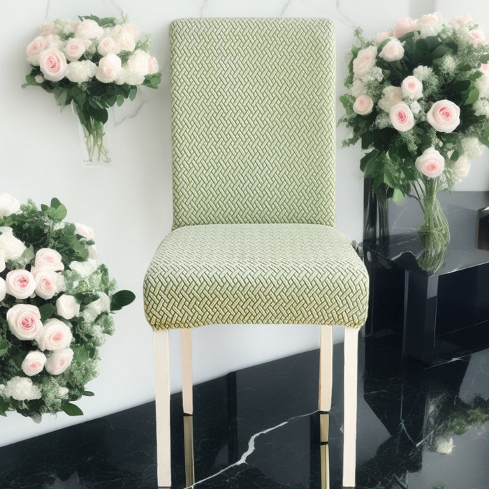 Anyhouz Chair Cover Cypress Green Small Knitted Design with Anti-Dirt and Elastic Material for Dining Room Kitchen Wedding Hotel Banquet Restaurant