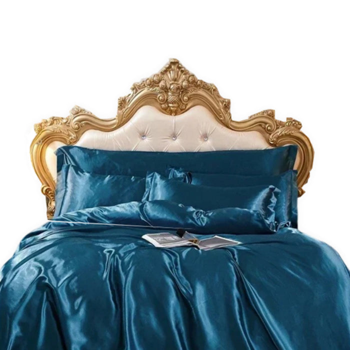 Anyhouz Beddings Blue EU Single Size 2 Pcs
 High End Satin Smooth Duvet Cover Set Luxury Polyester Silky Soft Cozy Bedding Set