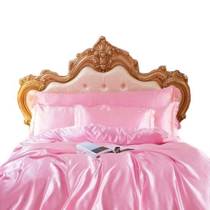 Anyhouz Beddings Blush Pink AU EU King Size 3 Pc High End Satin Smooth Duvet Cover Set Luxury Polyester Silky Soft Cozy Bedding Set