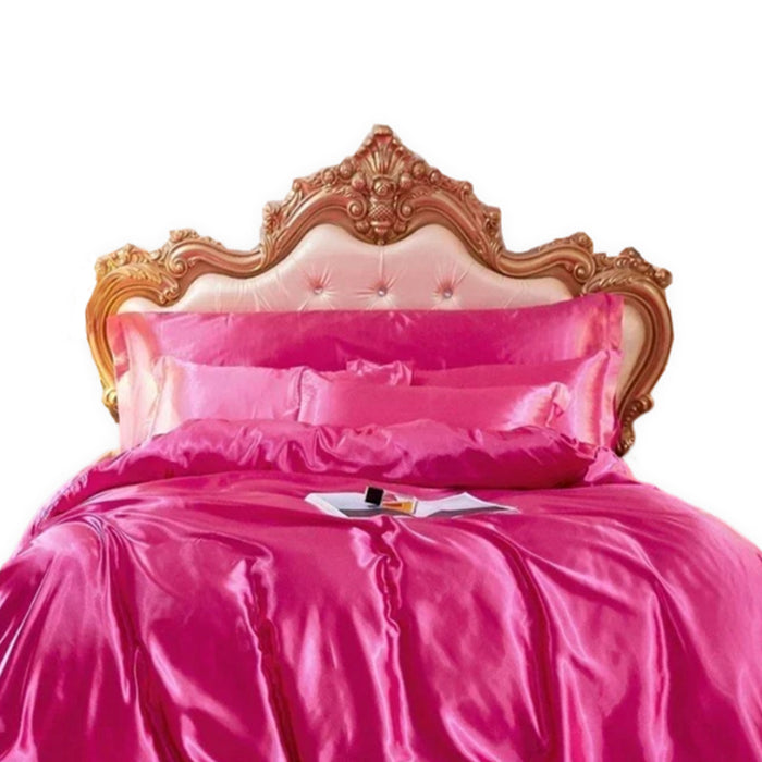 Anyhouz Beddings Hot Pink EU Single Size 2 Pcs
 High End Satin Smooth Duvet Cover Set Luxury Polyester Silky Soft Cozy Bedding Set