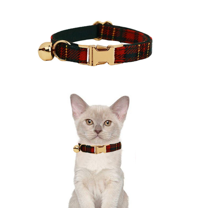 AnyWags Cat Collar Checked Black Small with Safety Buckle, Bell, and Durable Strap Stylish and Comfortable Pet Accessory