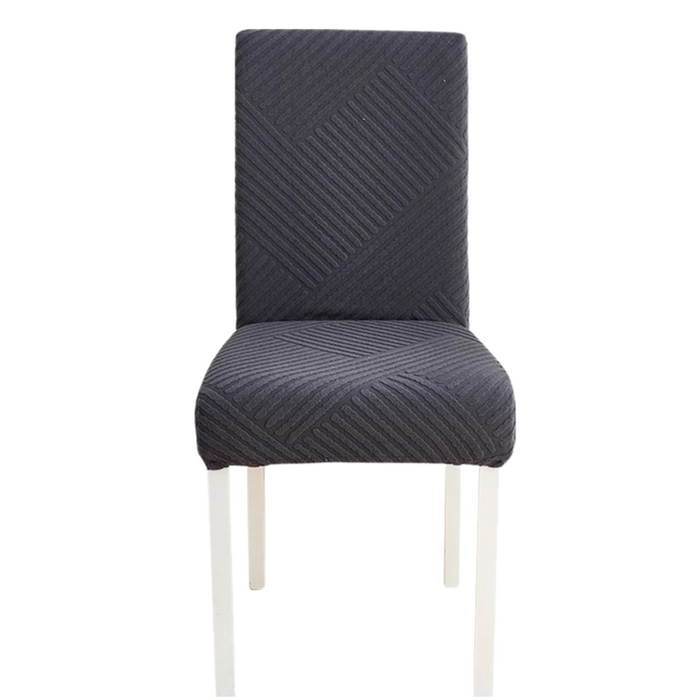 Anyhouz Chair Cover Dark Grey Knitted Lines Design with Anti-Dirt and Elastic Material for Dining Room Kitchen Wedding Hotel Banquet Restaurant