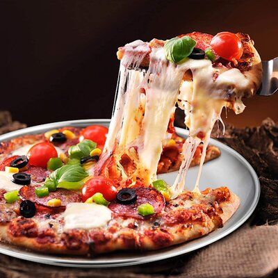 Anygleam 14 Inches Pizza Tray Aluminum Round Rimmed Non stick Metallic Dish Cake Baking Pan for Kitchen
