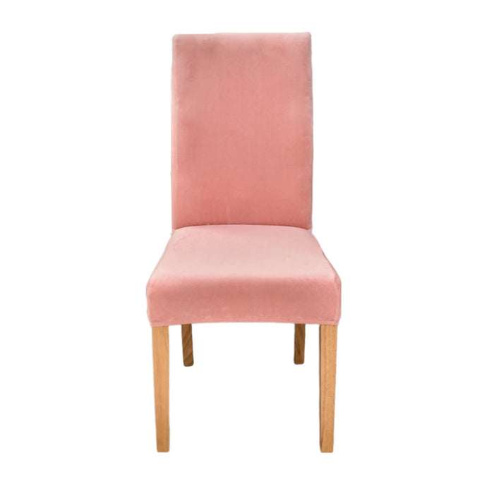 Anyhouz Chair Cover Pink Velvet Plush Stretch Chair Slipcover Elastic Spandex Chair Cover for Dining Room Kitchen Wedding Banquet Hotel