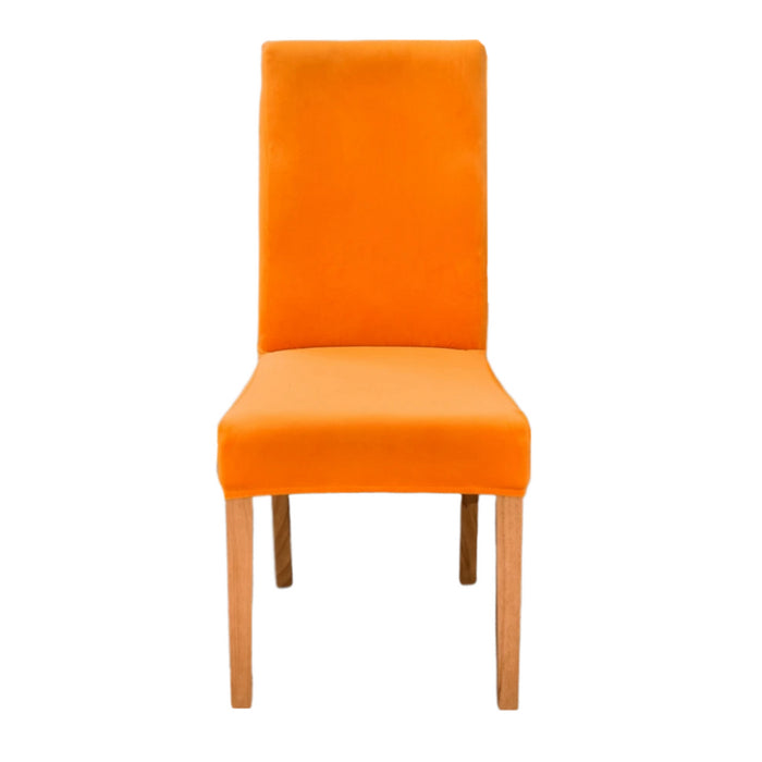 Anyhouz Chair Cover Orange Velvet Plush Stretch Chair Slipcover Elastic Spandex Chair Cover for Dining Room Kitchen Wedding Banquet Hotel