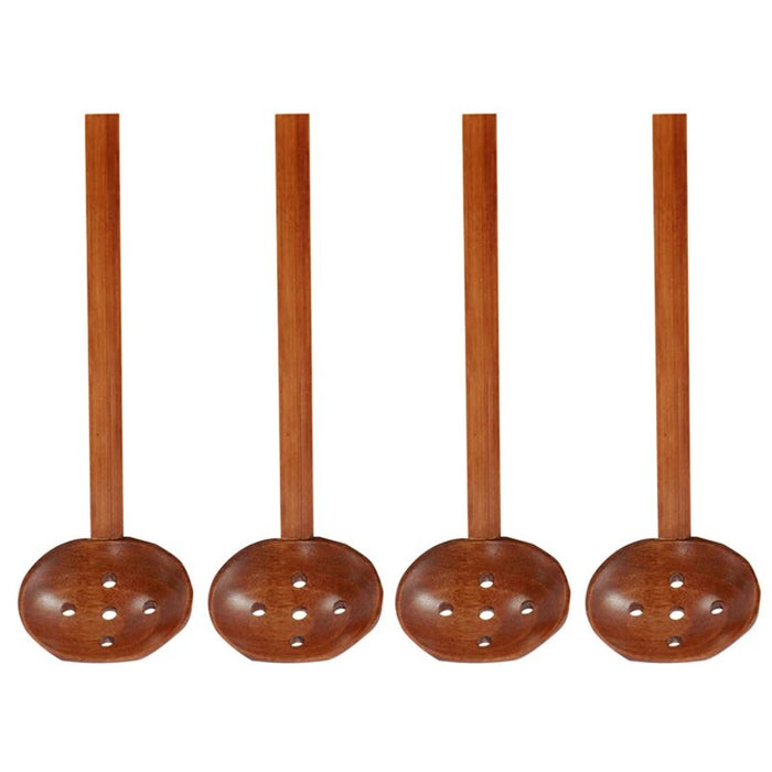 Anygleam Brown 4pcs Wooden Strainer Soup Spoon Kitchen Tableware