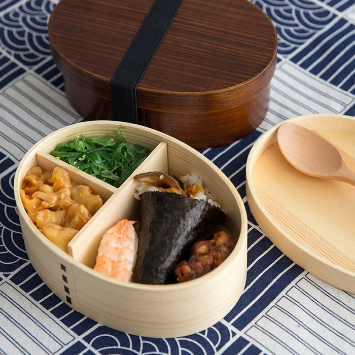 Anygleam Natural Wooden Bento Lunch Box Food Kitchen Tableware