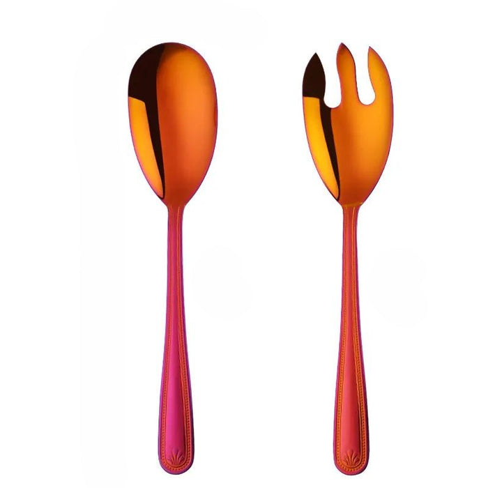 Anygleam Red Rainbow Stainless Steel 2 Pcs Giant Salad Spoon and Fork Set for Buffet and Restaurant Kitchenware