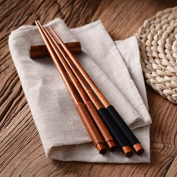 Anygleam Black Winding 10pairs Wooden Sushi Sticks Food Kitchen Tableware