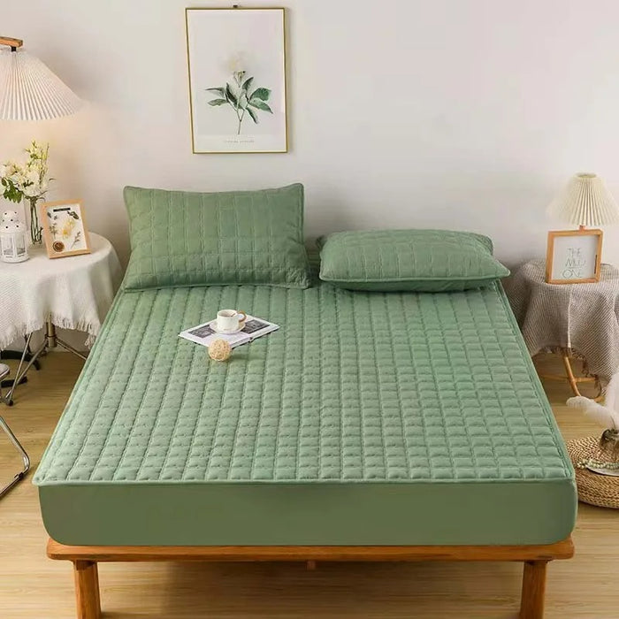 Anyhouz Mattress Cover Green 180x200cm Waterproof Quilted Fitted Bed Sheet