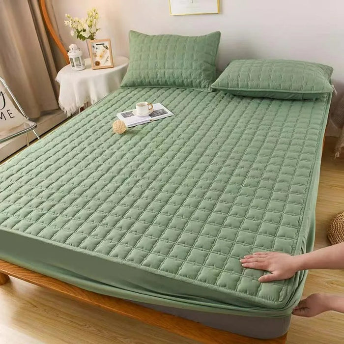 Anyhouz Mattress Cover Green 180x200cm Waterproof Quilted Fitted Bed Sheet