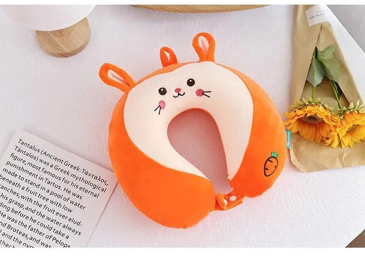 Anypack Neck Pillow Orange Cat Cartoon Memory Cotton U-shaped Soft Fluffy Comfortable Sleep Headrest