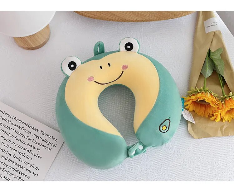 Anypack Neck Pillow Frog Cartoon Memory Cotton U-shaped Soft Fluffy Comfortable Sleep Headrest