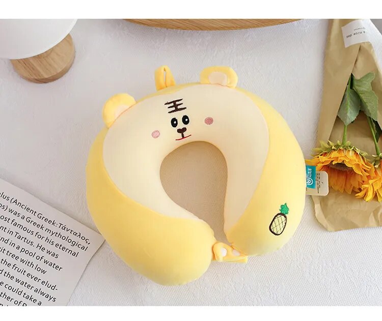 Anypack Neck Pillow Tiger Cartoon Memory Cotton U-shaped Soft Fluffy Comfortable Sleep Headrest