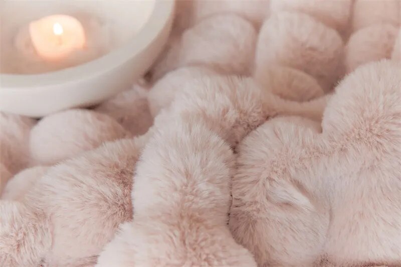 Anyhouz Blanket Pink Tuscan Imitation Thick Fur Winter Luxury Warmth Super Comfortable for Beds and Sofa 160x200cm