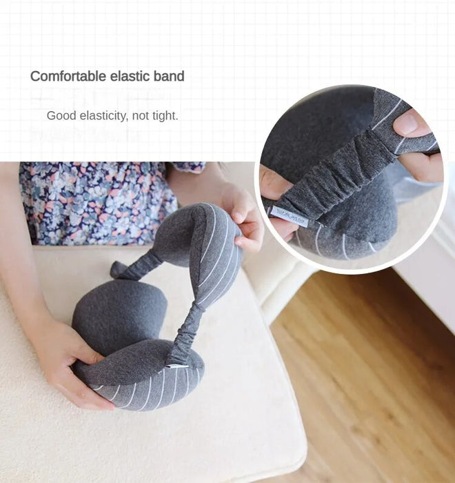 Anypack Travel Neck Pillow with Eye Mask Light Gray Portable 2 in 1 Comfortable Sleep Headrest