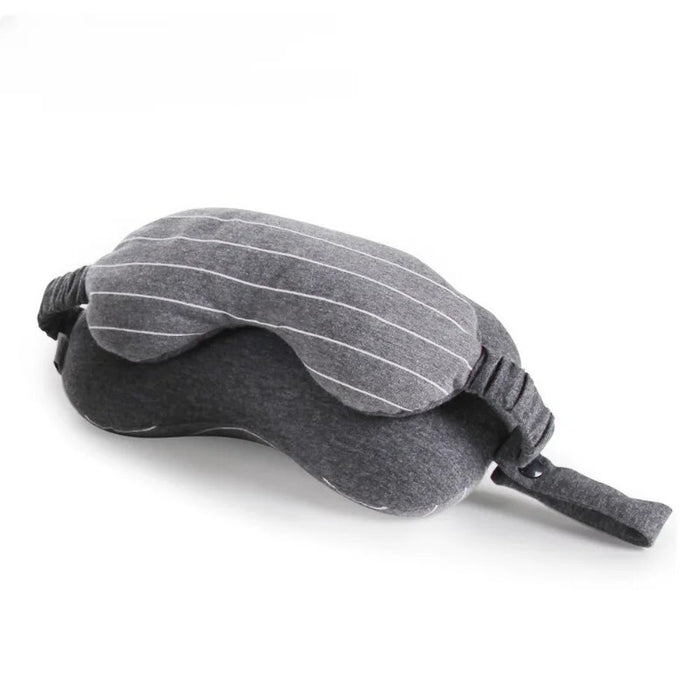 Anypack Travel Neck Pillow with Eye Mask Dark Gray Portable 2 in 1 Comfortable Sleep Headrest