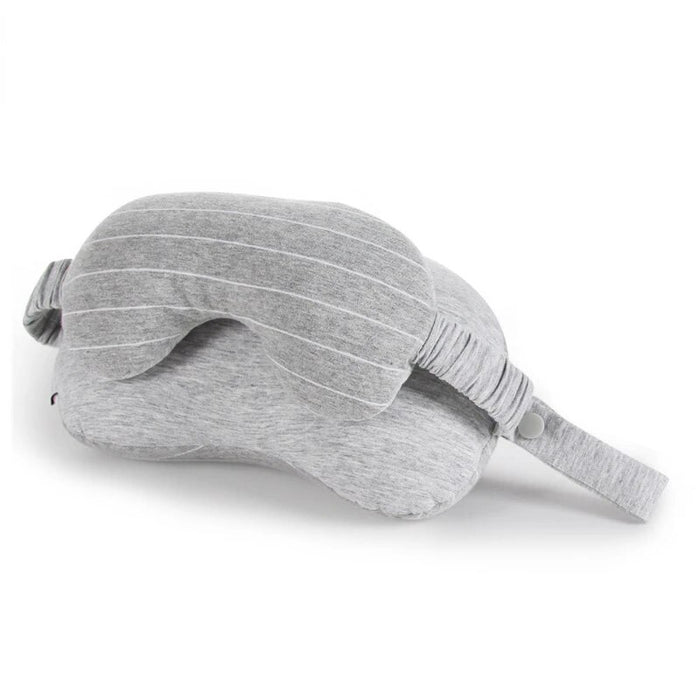 Anypack Travel Neck Pillow with Eye Mask Light Gray Portable 2 in 1 Comfortable Sleep Headrest