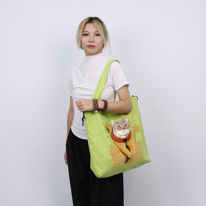 AnyWags Cat Handbag Yellow Green Soft Collar Pets Carrier Luggage Small Dog Travel Tote Bag With Safety Zippers