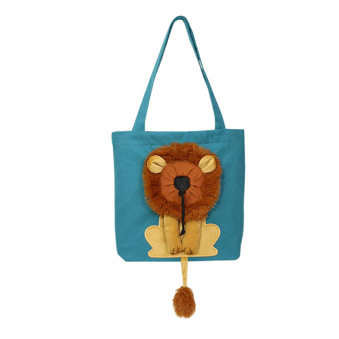 AnyWags Cat Handbag 40cm Lake Blue 3D Lion Soft Collar Pets Carrier Luggage Small Dog Travel Tote Bag With Pet Canvas