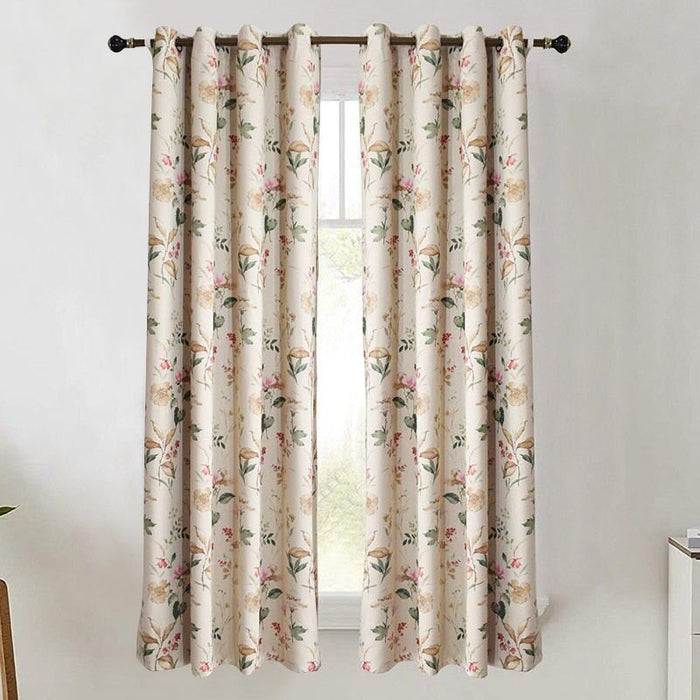 Anyhouz 150cm Curtain Beige Flower Design Modern Luxury Retro Style Texture for Living Room Bedroom Dining Fashion Decor