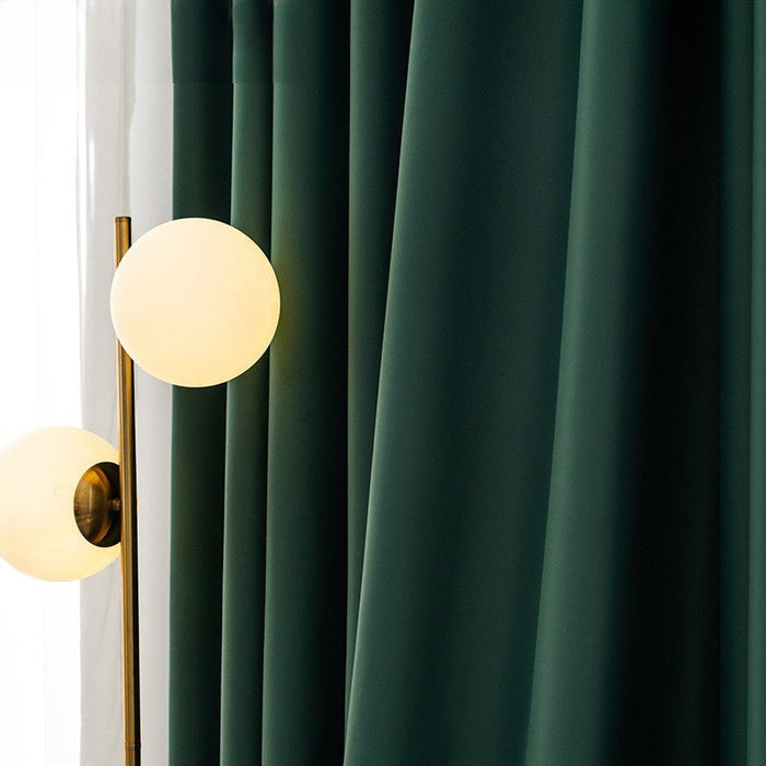 Anyhouz Curtain 500cm Dark Green Modern Blackout Curtains for Living Room Bedroom Window Treatments Sound Proof Curtains Drapes