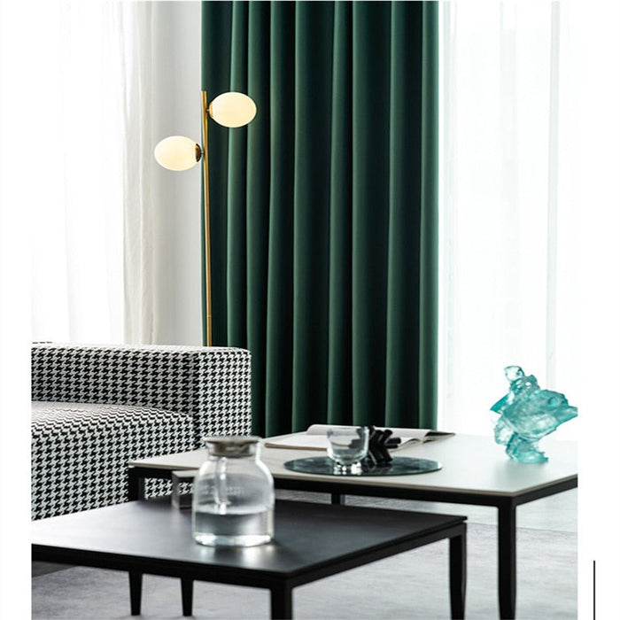 Anyhouz Curtain 500cm Dark Green Modern Blackout Curtains for Living Room Bedroom Window Treatments Sound Proof Curtains Drapes