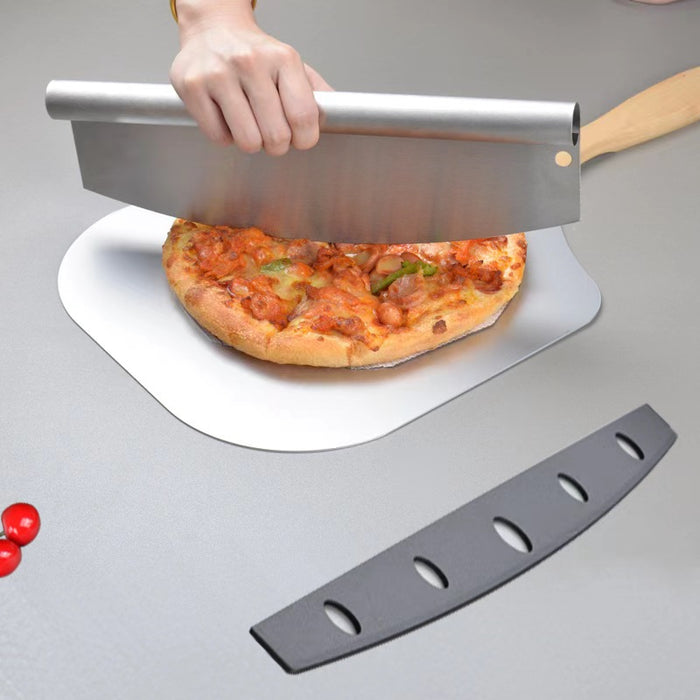 Anygleam 35.5x30.5cm Pizza Cutter and Shovel With Foldable Wooden Handle Bakeware Kitchen Tools Oxidation