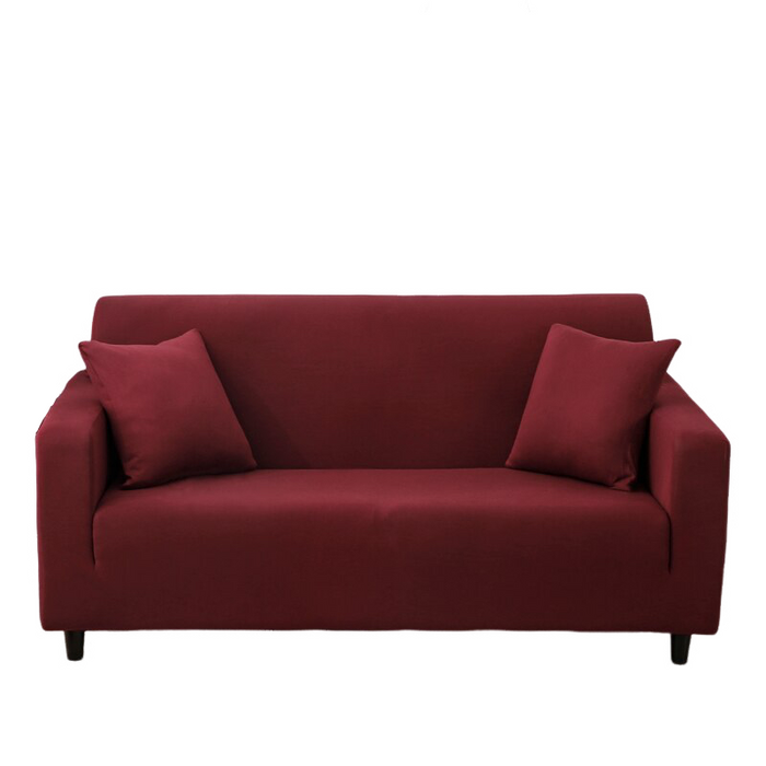 Anyhouz 4 Seater Sofa Cover Plain Wine Red Style and Protection For Living Room Sofa Chair Elastic Stretchable Slipcover