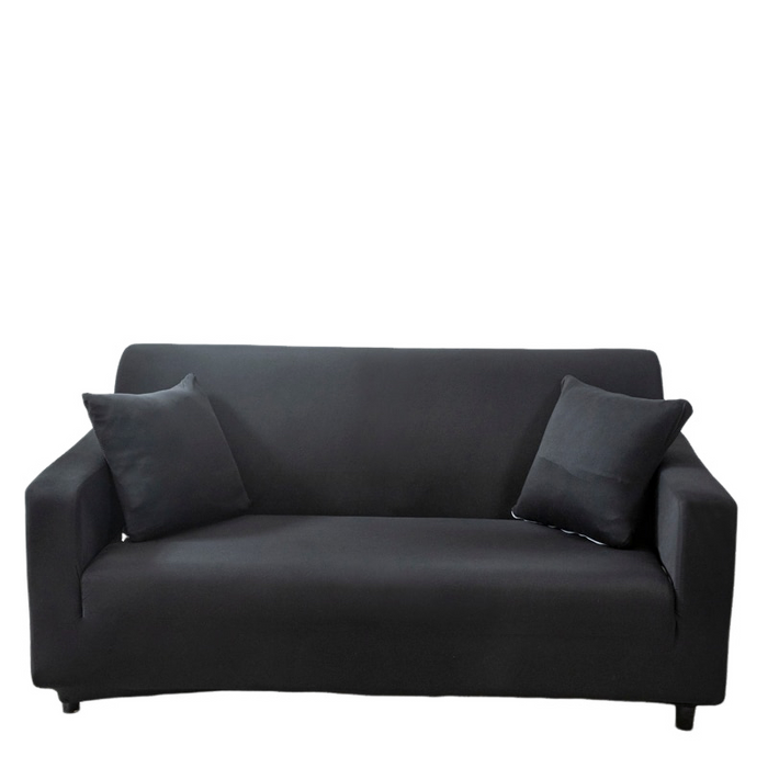 Anyhouz 4 Seater Sofa Cover Plain Black Style and Protection For Living Room Sofa Chair Elastic Stretchable Slipcover