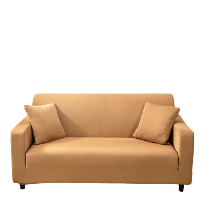 Anyhouz 4 Seater Sofa Cover Plain Caramel Style and Protection For Living Room Sofa Chair Elastic Stretchable Slipcover