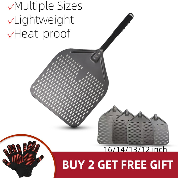 Anygleam Pizza Shovel 25cm X 121cm Dark Grey for Perforated Peel with Metal Handle Oven Turning Baking Accessory