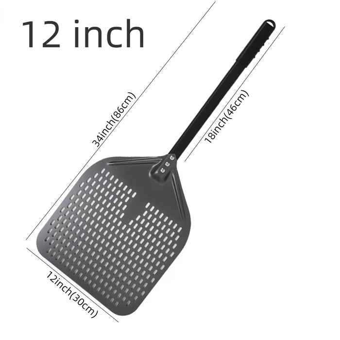 Anygleam Pizza Shovel 30 cm x 86cm  Dark Grey for Perforated Peel with Metal Handle Oven Turning Baking Accessory