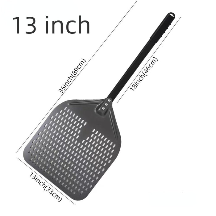 Anygleam Pizza Shovel 33 cm x 89cm  Dark Grey for Perforated Peel with Metal Handle Oven Turning Baking Accessory