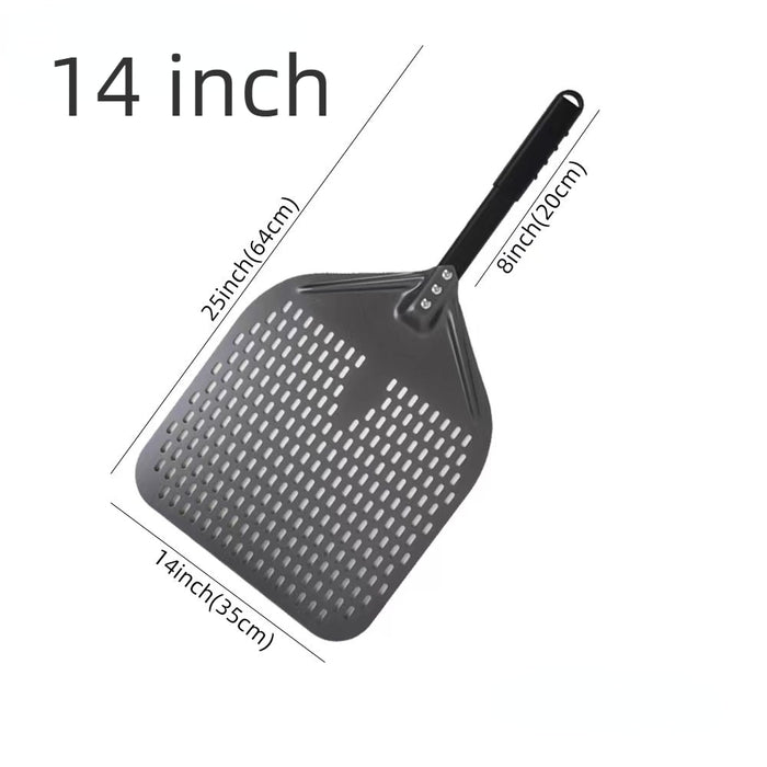 Anygleam Pizza Shovel 35 cm x 64cm Dark Grey for Perforated Peel with Metal Handle Oven Turning Baking Accessory