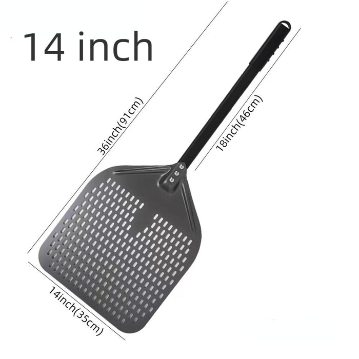 Anygleam Pizza Shovel 35 cm x 91cm Dark Grey for Perforated Peel with Metal Handle Oven Turning Baking Accessory