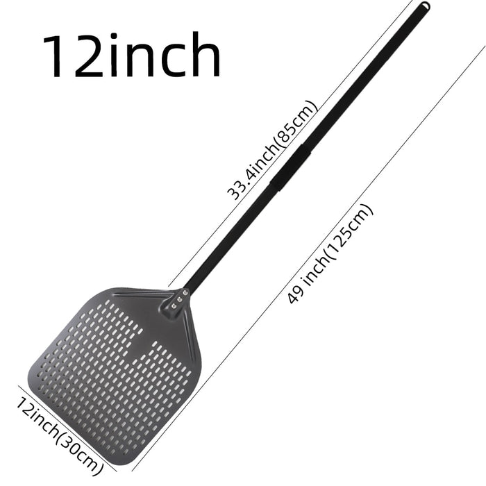 Anygleam Pizza Shovel 30 cm x 125cm  Dark Grey for Perforated Peel with Metal Handle Oven Turning Baking Accessory