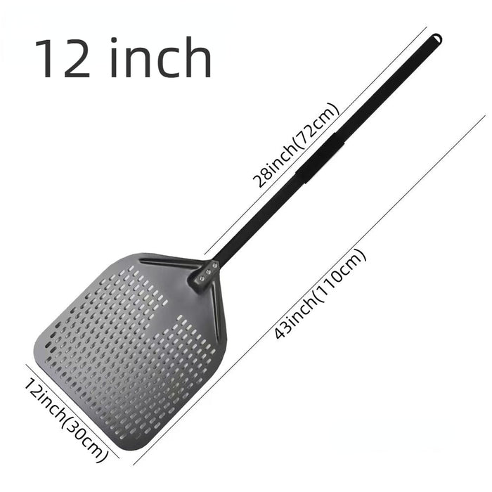 Anygleam Pizza Shovel 30 cm x 110cm  Dark Grey for Perforated Peel with Metal Handle Oven Turning Baking Accessory