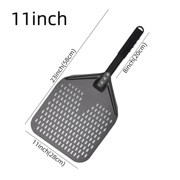 Anygleam Pizza Shovel 28cmx58cm Dark Grey for Perforated Peel with Metal Handle Oven Turning Baking Accessory