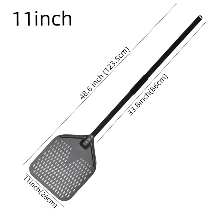 Anygleam Pizza Shovel 28cm X 123.5cm Dark Grey for Perforated Peel with Metal Handle Oven Turning Baking Accessory