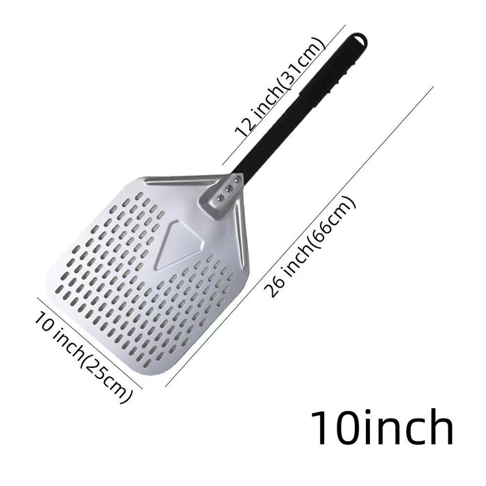 Anygleam Pizza Shovel 25cm X 66cm Silver for Perforated Peel with Metal Handle Oven Turning Baking Accessory