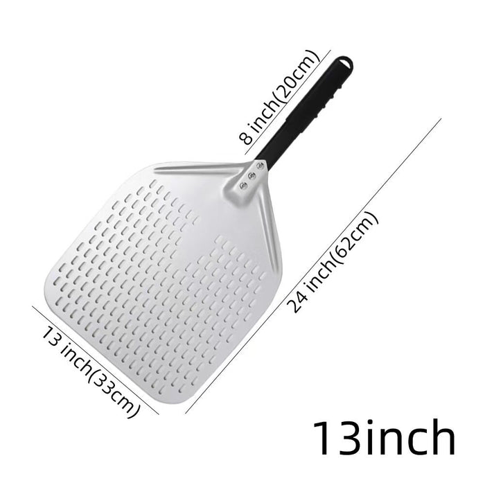 Anygleam Pizza Shovel 33 cm X 62cm Silver for Perforated Peel with Metal Handle Oven Turning Baking Accessory