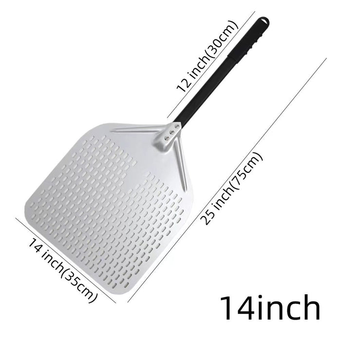 Anygleam Pizza Shovel 35 cm X 75cm Silver for Perforated Peel with Metal Handle Oven Turning Baking Accessory