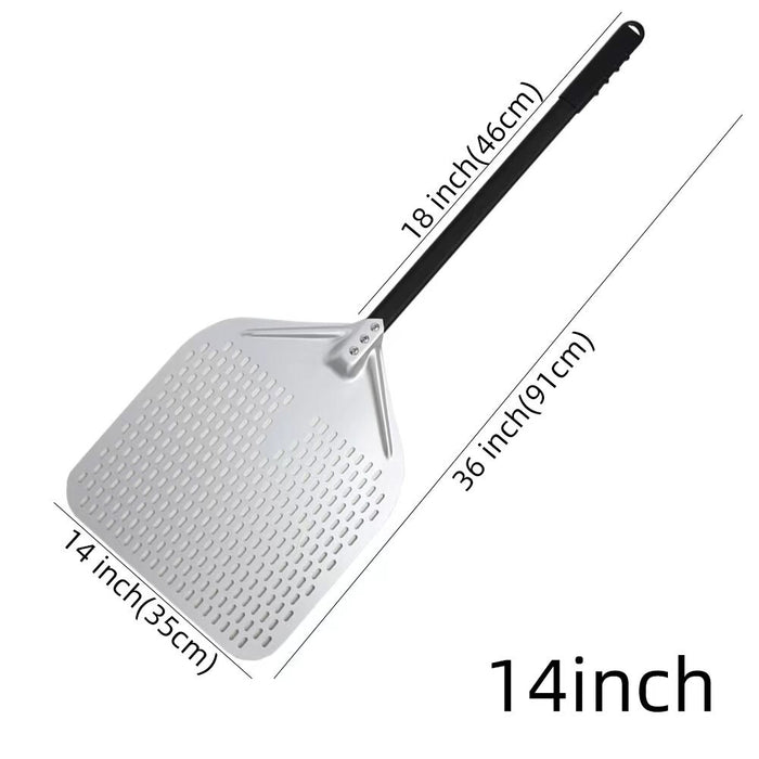 Anygleam Pizza Shovel 35 cm X 91cm Silver for Perforated Peel with Metal Handle Oven Turning Baking Accessory